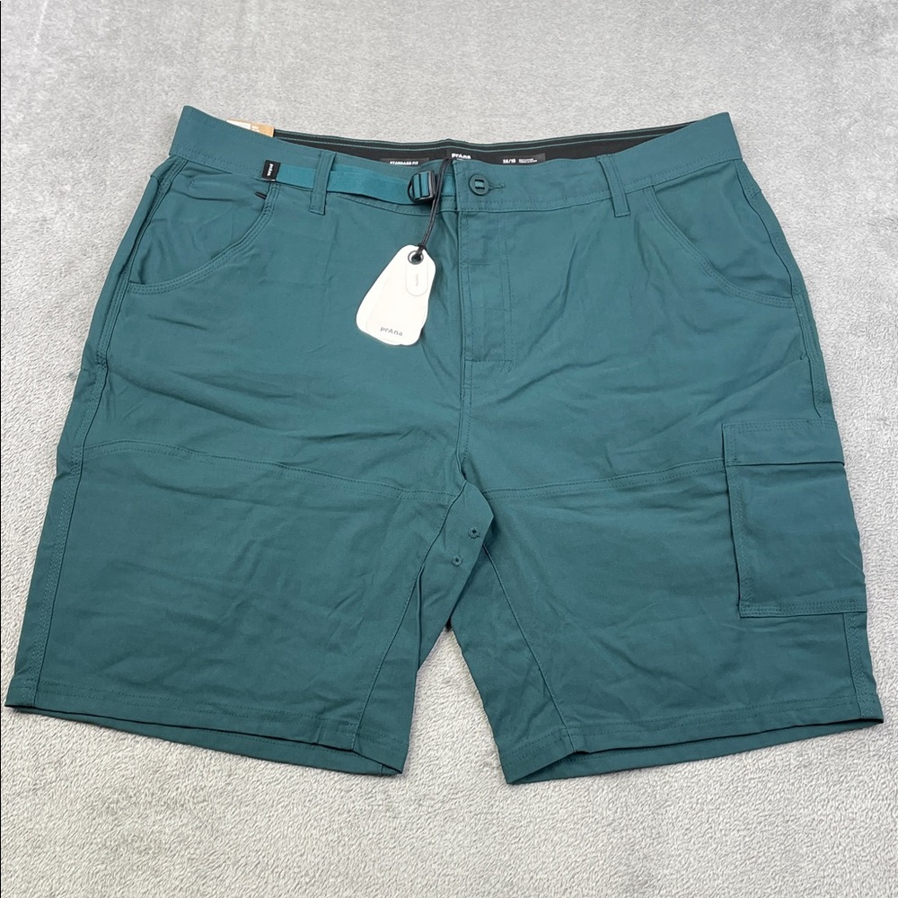 NEW Prana 38/10 Men's Stretch Zion II Teal Cargo Shorts